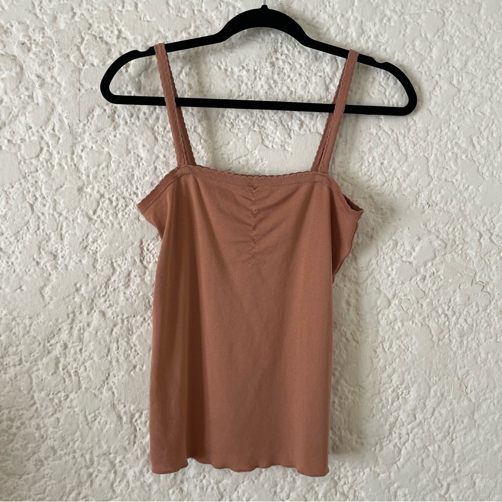 Doen Kami Tank Top Women's Medium 100% Cotton Mauve Pink Scalloped Hem Boho - Picture 3 of 8